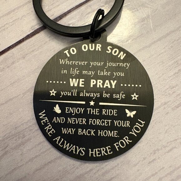 Funny Keychain For SON From Parents Black and Silver NEW (SKU: 248MI) - Picture 3 of 5